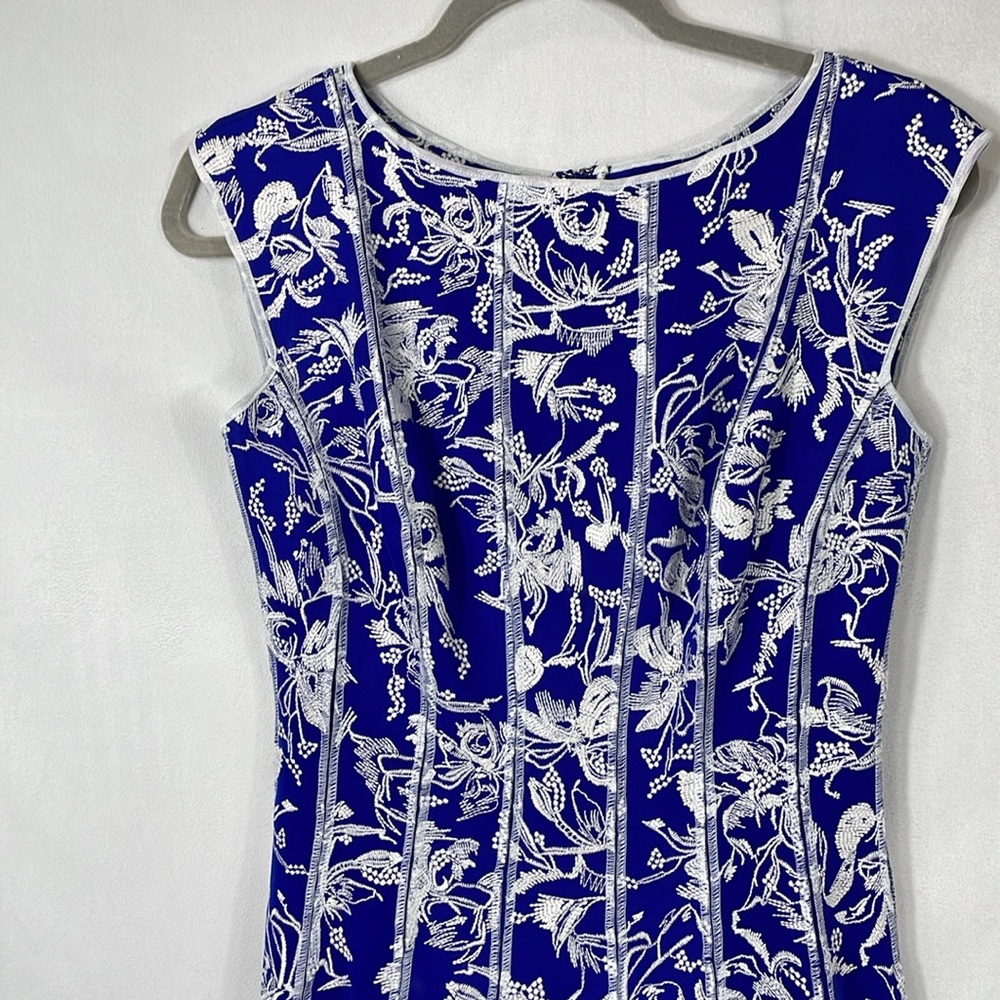 Tadashi Shoji Dress Size S Blue And White Dress EUC Like New Beautiful - Picture 2 of 11
